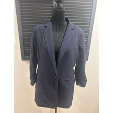 Michael Michael Kors Navy Blue Ruched Sleeve Single Button Blazer Size 12