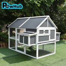 PawHub Extra Large Chicken Coop Rabbit Hutch Double Hatch Box With Run 2.1x1.5M