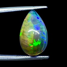 3.78 Cts Natural Ethiopian Opal 14.5x9mm Pear Flashy Loose Cabochon Gemstone