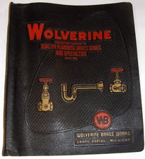 VTG 1950s-60s WOLVERINE BRASS WORKS, GRAND RAPIDS, MI RING BINDER~GREAT GRAPHICS
