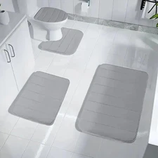 4Pcs/Set Memory Foam Bath Mat Soft Microfiber Bathroom Rugs Non-Slip Thick Toile