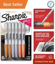 Vibrant Sharpies 6 Count Fine Point Metallic Permanent Markers for Creativity