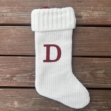 Wondershop Monogram Christmas Stocking Letter  D  Initial White Knit Target Xmas
