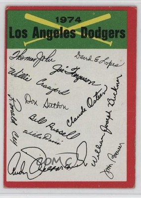 1974 Topps Team Checklists Los Angeles Dodgers (One Star on Back) 15wb