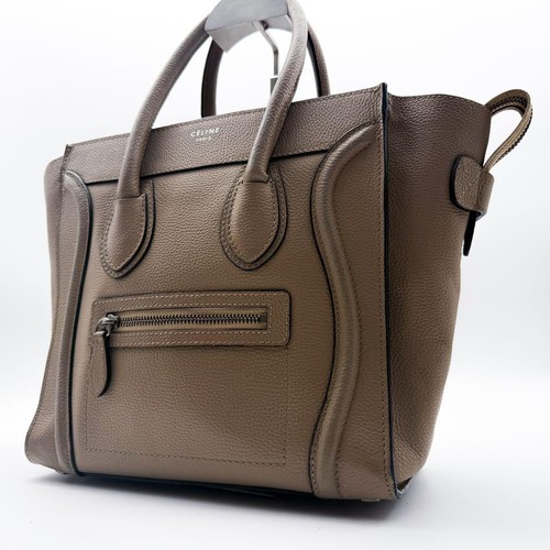 Celine Luggage Micro Tote Handbag Leather Beige From Japan