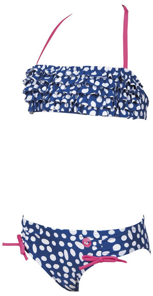 Arena MäDchen Badeanzug Schwimmanzug Dots Jr Bandeau, Blau/Weiß, 140 Cm UK/USA26-image
