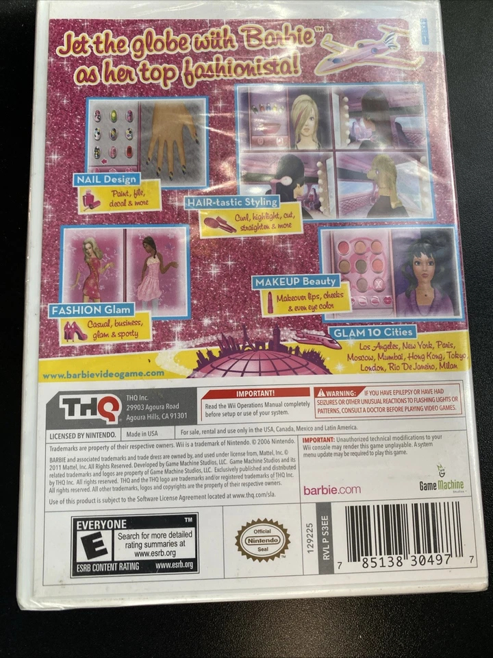 Barbie: Jet, Set & Style! Nintendo Wii Game Complete in Box New Sealed - Image 2 of 2