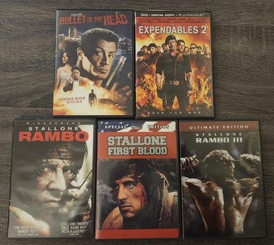 Sylvester Stallone DVD Movie Lot (5)- The Expendables  2, Rambo, R3, Rambo 2008.