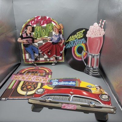 Vintage Beistle Rock & Roll Hanging Decorations Set Of 4 50s Party Diner Jukebox