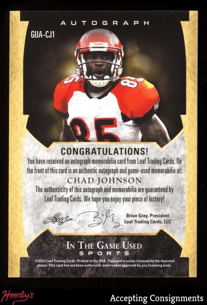 2022 ITG Used Sports Black Spectrum Chad Johnson GAME-USED PATCH AUTO 3/4 view 2
