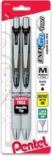 Pentel EnerGel Pearl RTX Retractable Gel Pen 0.7mm Needle Tip 2 Pack Black Ink