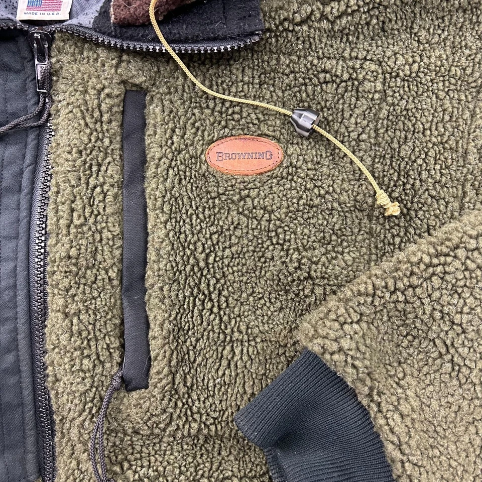 复古 Browning Berber 抓绒狩猎夹克男式 XL Gore Windstopper 美国制造 — 第 4/4 张图片