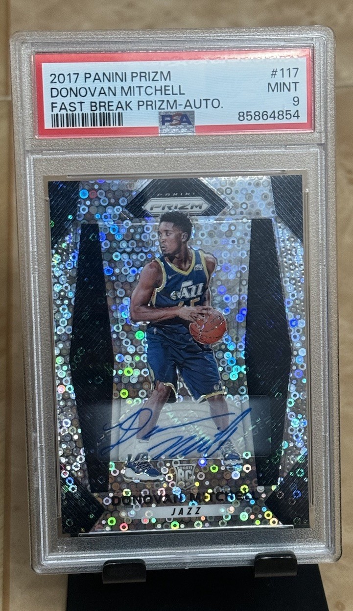 2017-18 Donovan Mitchell Panini Prizm Fast Break Rookie Auto PSA 9 #117 RC Disco