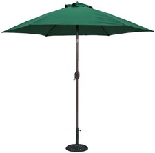 9 ft Bronze Aluminum Polyester Market Umbrella with Green Polyester Cover Ba...