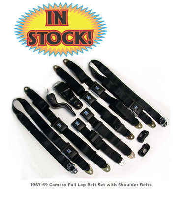 Juliano's JCAM6769KIT01E - 1967-69 Camaro Full Lap Belt Set with Shoulder Belts