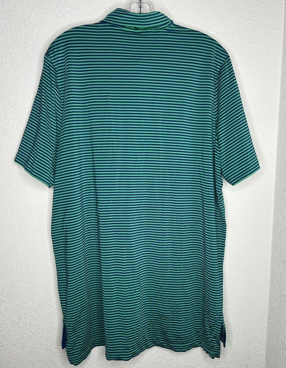 RLX Ralph Lauren Polo Shirt Mens Large Green Stripe Turnberry Isle