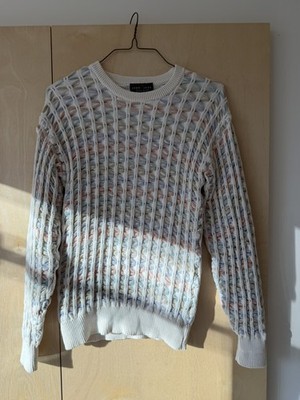 Lord Jeff 100% Fine Cotton Pastel Textured Knit Sweater Vintage Look Unisex