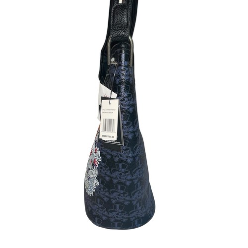 SAC À MAIN HOBO GOTHIQUE ED HARDY LOVE KILLS SLOWLY ROSE CRÂNE STRASS NEUF - Photo 4/15