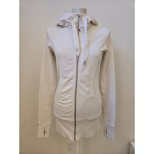 Vintage Lululemon White Longline Scuba Zip Hoodie Thumbhole Jacket Size 6