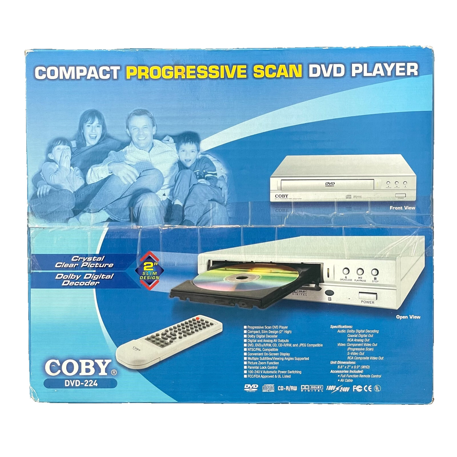 BRAND NEW COBY DVD-224 COMPACT PROGRESSIVE SCAN DVD PLAYER