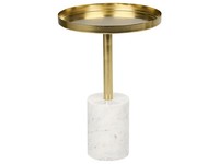 Beistelltisch Aus Metall Marmor Gold / Weiß Rund 36 Cm Elegant Camelo