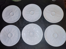 Vintage set of 6 white porcelaine du Reussy oyster plates French majolica