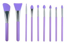 9 Pcs Silicone Makeup Brush Set: Applicator for Face Care, Eyeliner, Eyebrow,...