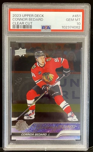 2023 UPPER DECK CONNOR BEDARD CLEAR CUT YOUNG GUNS RC ROOKIE PSA 10