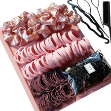 755PCS Pink Hair Accessories Set - Ponytail Holders, Scrunchies Hair Ties