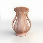 VINTAGE McCOY SALMON "TASSEL" 8 1/4" VASE POTTERY 2 HANDLE URN GLAZED HEAVY USA