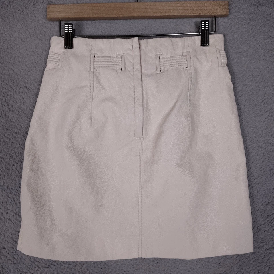 Minifalda Free People para mujer 4 rosa claro imitación cuero línea A cintura con cinturón Foto 2 de 4