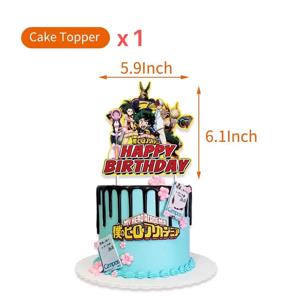 Anime My Hero Academia Fiesta de Cumpleaños Decoración, Globo Banner Pastel Toppers Set Foto 3 de 4