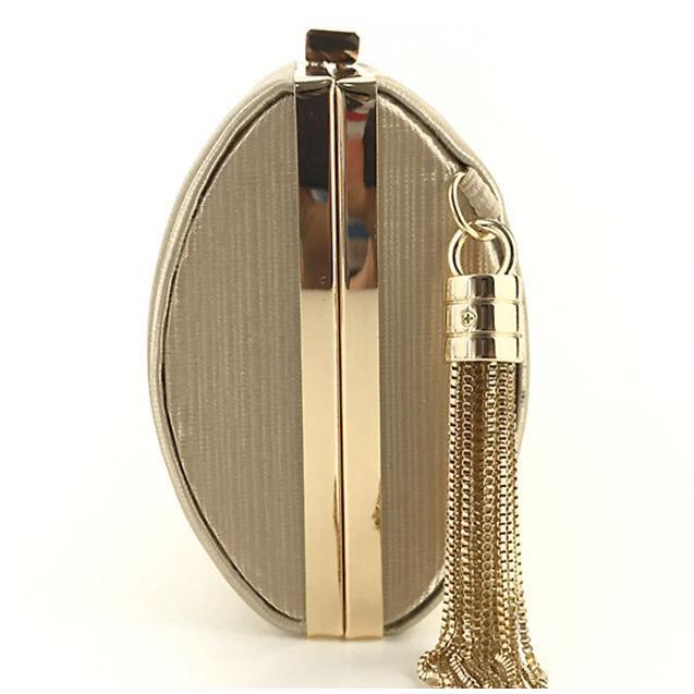 Womens Evening Bag Wedding Party Prom Satin Tassel Clutch Purse Chain