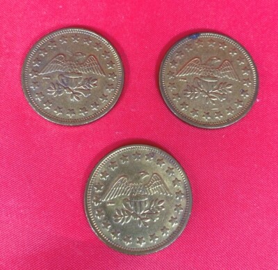 Three (3) Eagle Token Brass Coin - 
