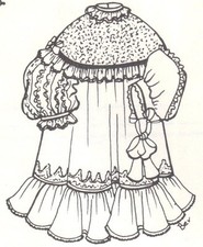 21-22" DOLL DRESS hat PATTERN Victorian German French ANTIQUE vintage look 760