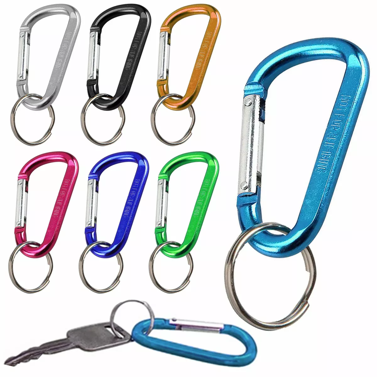 AllTopBargains 3 PC Aluminum Carabiner Clip Small D-Ring Snap Lock Hook Key Chain Colors 2-3/8