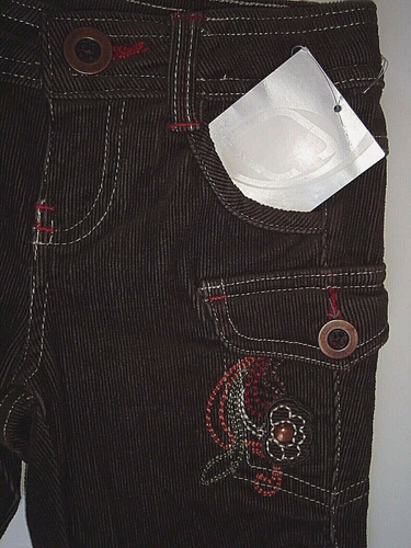 PANTALON VELOURS CÔTELÉ MARRON COTLER NEUF ÉTIQUETTES FILLE 4 ADJ TAILLE BRODÉE POCHE BOUTON - Photo 2/3