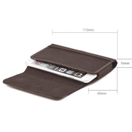 For Apple iPhone 12 Horizontal Leather Pouch Belt Clip Holster Case Cover Brown - Picture 5 of 7