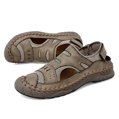 Handmade Men's Casual Shoes   Genuine Leather Sandals Beach Roman Shoes Sneaker