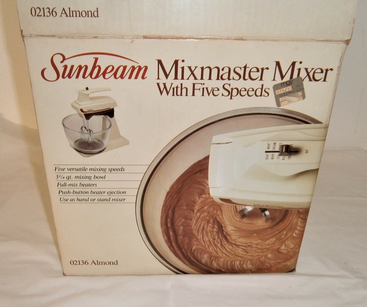 Vintage 1983 Sunbeam Mixmaster 5 speed Almond Hand / Stand Mixer