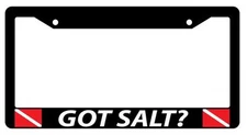 Black License Plate Frame GOT SALT? w/FLAGS Auto Accessory 810