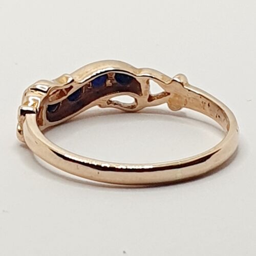Fancy 9ct Rose Gold Sapphire Wave Half Eternity Band Ring Size L 3/4 Hallmarked - Picture 7 of 23