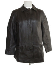Barneys Original Brown Leather Jacket Pockets Quality Supersoft Lined Size 14