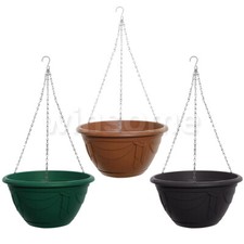 Wall Fence Plastic Hanging Baskets Garden Plant Pots Flower Planter & Chain