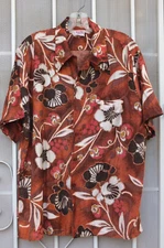 Vtg 60s BAREFOOT IN PARADISE Hawaiian Aloha Mens Cotton Floral Shirt ~SHIPS FREE