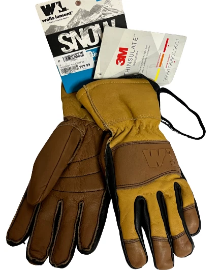 Wells Lamont Snow Ski Gloves NWT Sz S or M Men Whiskey Tan/Coffee Leather '22/23