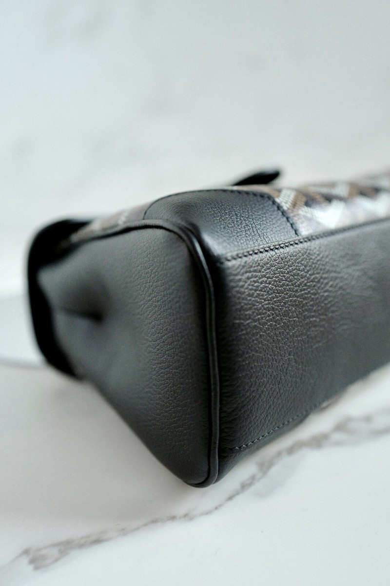NEW Goyard Saigon Souple Mini Bag in Black Palladium HW with Beech Handle View 6