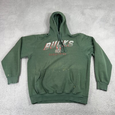 Vintage 2000s Milwaukee Bucks Hoodie Green XL Faded
