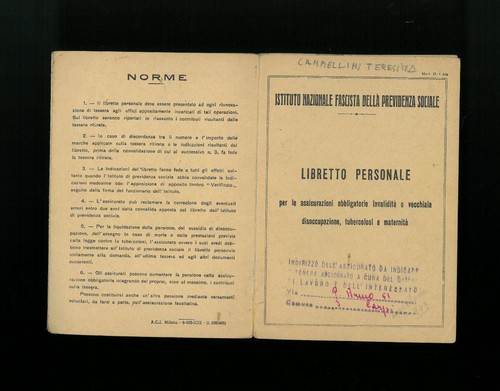 LIBRETTO PERSONALE ISTITUTO NAZIONALE FASCISTA DELLA PREVIDENZA SOCIALE - Picture 3 of 3