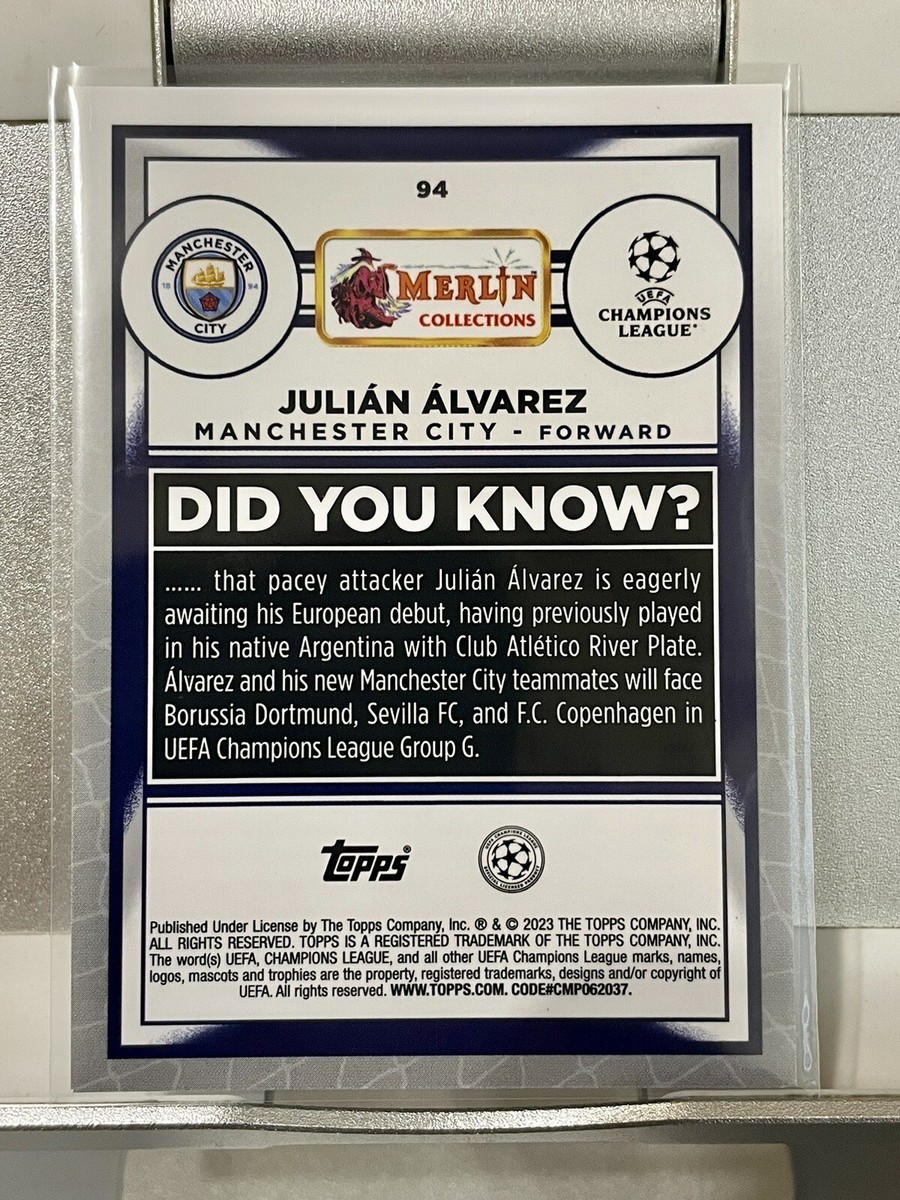 2022-23 Topps UEFA Merlin Chrome Julian Alvarez Base Rookie